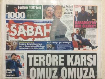 Sabah Gazetesi 12 Ocak 2015 - Teröre Karşı Omuz Omuza GZ29502 - 1
