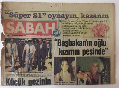 Sabah Gazetesi 12 Temmuz 1985 - Kenan Evren Küçük Gezisinde Büyük Mesajlar Verdi GZ11084 - 2