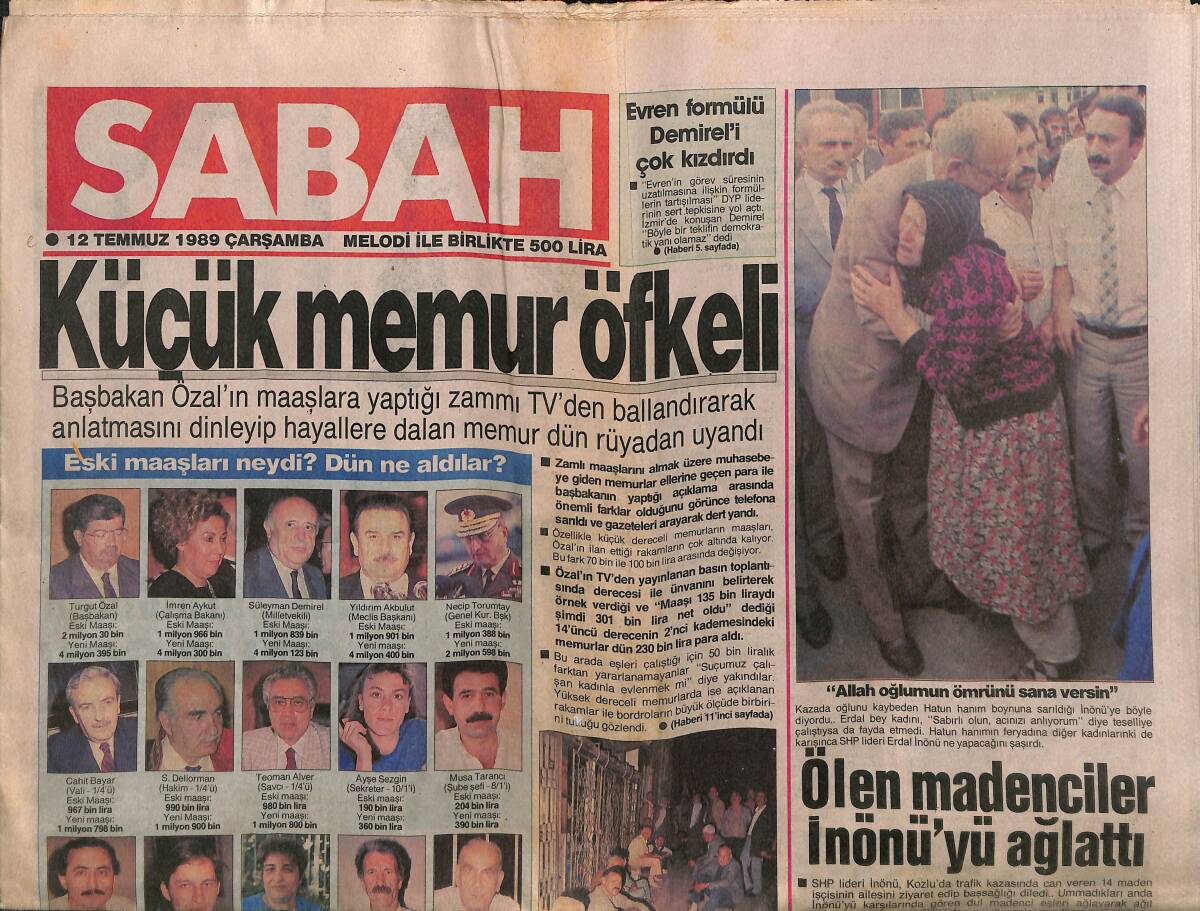 Sabah Gazetesi 12 Temmuz 1989 - Haseki'de 261 Milyon Liralık Silahlı Soygun - Emeklinin Maaş Çilesi Bitmiyor GZ150133 - 1