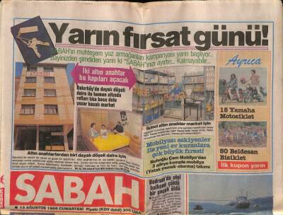 Sabah Gazetesi 13 Ağustos 1988 - Ölüm Gemisine 48 Saat Mühlet GZ62129 - 2