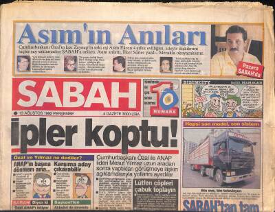 Sabah Gazetesi 13 Ağustos 1992 - Manken Hülya Avşar - Paşalimanındaki Tarihi Yalı Satışa Çıkarıldı ! GZ119435 - 1