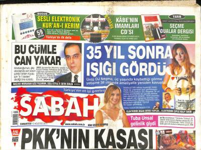 Sabah Gazetesi 13 Ağustos 2011 - Tuba Ünsal Gelinlik Giydi - Erdoğandan Obamaya Hemen Düğmeye Basmayın... GZ124692 - 1