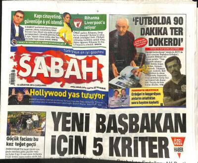 Sabah Gazetesi 13 Ağustos 2014 - İETTde Futbol Oynayan Başbakan Erdoğanı Antrenörü Mehmet Ali Gürses Anlattı GZ98457 - 1