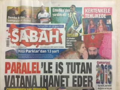 Sabah Gazetesi 13 Aralık 2014 - Paralelle İş Tutan Vatana İhanet Eder GZ29517 - 1