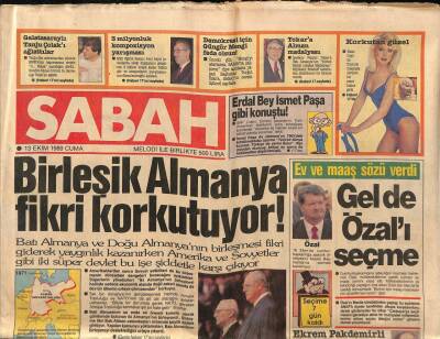 Sabah Gazetesi 13 Ekim 1989 - Arif Susam Dev Boy Afişi GZ83374 - 1