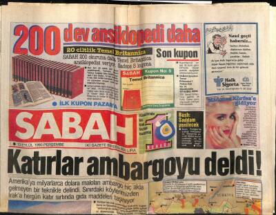 Sabah Gazetesi 13 Eylül 1990 - Irak Şimdi de Sınırımızda Hava Harekatı Başlattı GZ81471 - 1