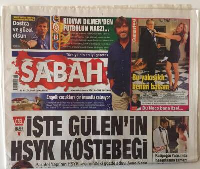 Sabah Gazetesi 13 Eylül 2014 - F.Bahçe Kaptanı Emreden Tranzonspor Maçı Mesaj Attı Dostça Ve Güzel Olsun GZ22010 - 1
