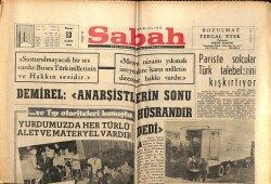 Sabah Gazetesi 13 Kasım 1966 - Demirel Anarşistlerin Sonu Hüsrandır GZ64273 - 1