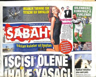 Sabah Gazetesi 13 Kasım 2014 - Azerbaycan , Ermeni Helikopterini Düşürdü - Radikal Yahudiler Yine Cami Yaktı GZ100594 - 1