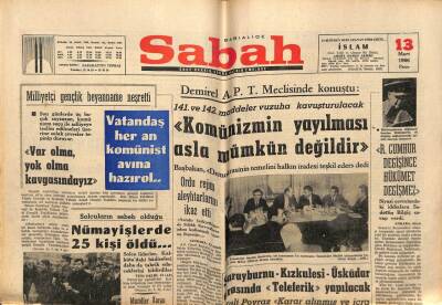 Sabah Gazetesi 13 Mart 1966 - Komünizmin Yayılması Asla Mümkün Değildir GZ64175 - 2