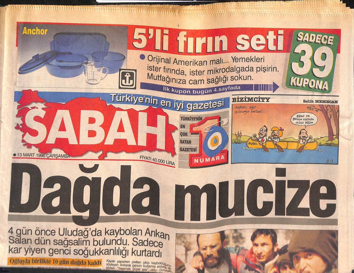 Sabah Gazetesi 13 Mart 1996 - İşte Arıkan Salan'ın Yaşama Döndüğü An - Eskişehir'de Mafya İnfazı GZ133108 - 1