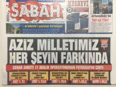 Sabah Gazetesi 13 Ocak 2014 - Aziz Milletimiz Her şeyin Farkında GZ27980 - 1