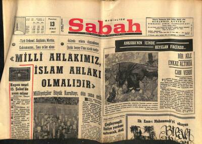 Sabah Gazetesi 13 Şubat 1967 - Ankaranın İçinde Heyelan Faciası!... GZ77359 - 1