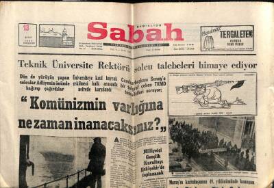 Sabah Gazetesi 13 Şubat 1969 - Teknik Üniversite Rektörü Solcu Talebeleri Himaye Ediyor GZ64101 - 2