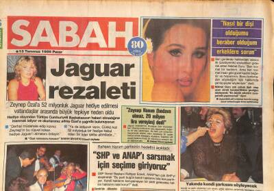 Sabah Gazetesi 13 Temmuz 1986 - Güngör Bayrakın İşini Özal Halletti - Jaguar Rezaleti GZ126644 - 1