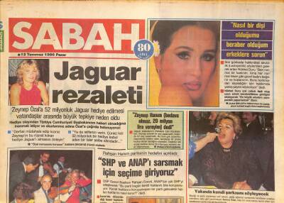 Sabah Gazetesi 13 Temmuz 1986 - Güngör Bayrakın İşini Özal Halletti - Jaguar Rezaleti GZ127010 - 1
