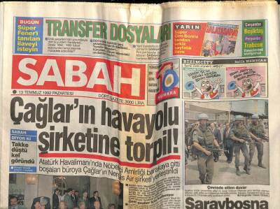 Sabah Gazetesi 13 Temmuz 1992 - Doğum Günü Hediyesi GZ56639 - 1