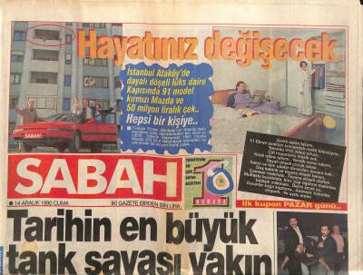 Sabah Gazetesi 14 Aralık 1990 - Tarihin En Büyük Tank Savaşı Yakın GZ89055 - 1