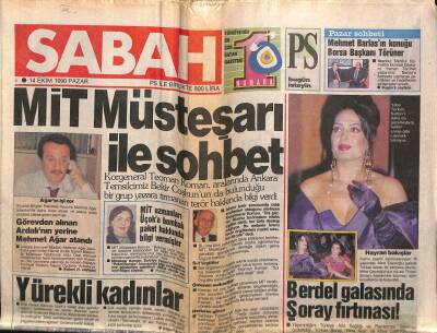 Sabah Gazetesi 14 Ekim 1990 - Berdel Galasında Türkan Şoray Fırtınası GZ55898 - 1