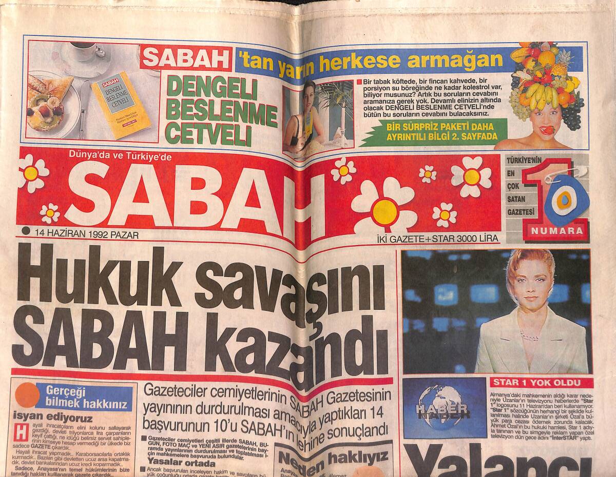 Sabah Gazetesi 14 Haziran 1992 - Charles Sevgisiz Büyüdü - Atina'da Frank Sinatra Şoku GZ153417 - 1