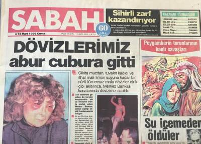 Sabah Gazetesi 14 Mart 1986-Dövizlerimiz Abur Cubura Gitti GZ36704 - 1
