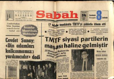 Sabah Gazetesi 14 Nisan 1966 - Din Adamları Kalkınmamıza Yardımcıdır GZ64173 - 2