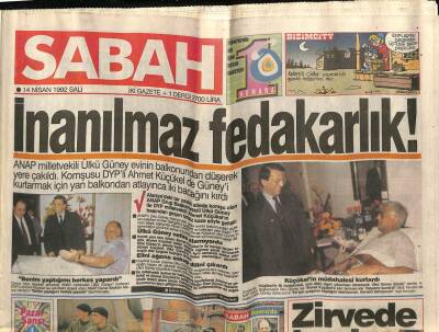 Sabah Gazetesi 14 Nisan 1992 - Türkiye Fransa İşbirliğinin Simgesi Renault GZ76600 - 1