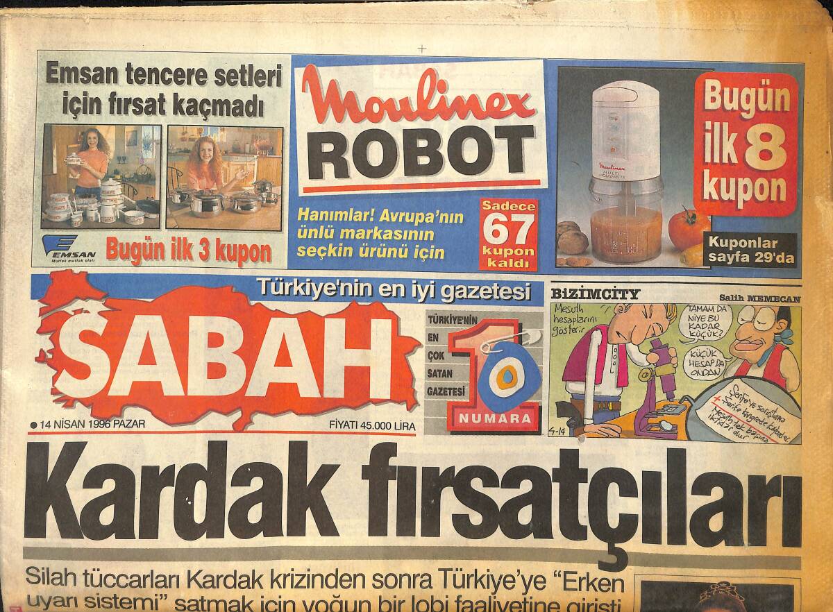 Sabah Gazetesi 14 Nisan 1996 - Hakan Şükür'ün Gizlediği Sevgilisi - Boğaziçi'ni Sarsan AIDS'li Kızın Esrarı GZ155421 - 1