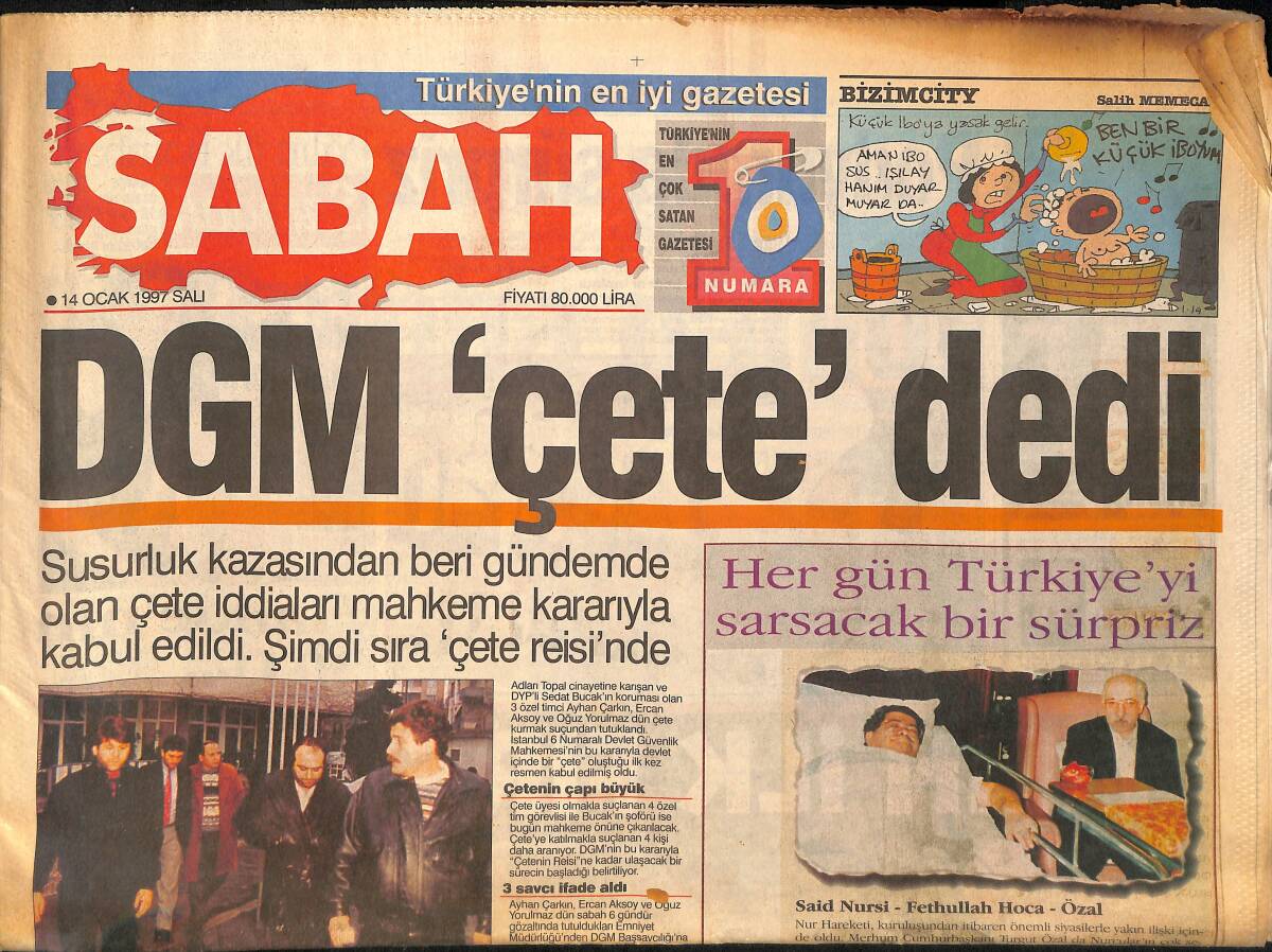 Sabah Gazetesi 14 Ocak 1997 - Amerika'nın Halkı Brooke Shields'i Seçti - Demirel , Bursa Ve Bolu'ya İtiraz Etti GZ155502 - 1