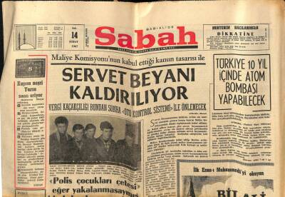 Sabah Gazetesi 14 Şubat 1967 - Türkiye 10 Yıl İçinde Atom Bombası Yapabilecek GZ77360 - 1