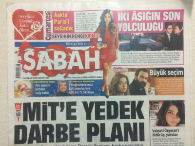 Sabah Gazetesi 14 Şubat 2015 - Galatasaray Başkanı, Fenerbahçe liler Belki Utanır GZ27207 - 1