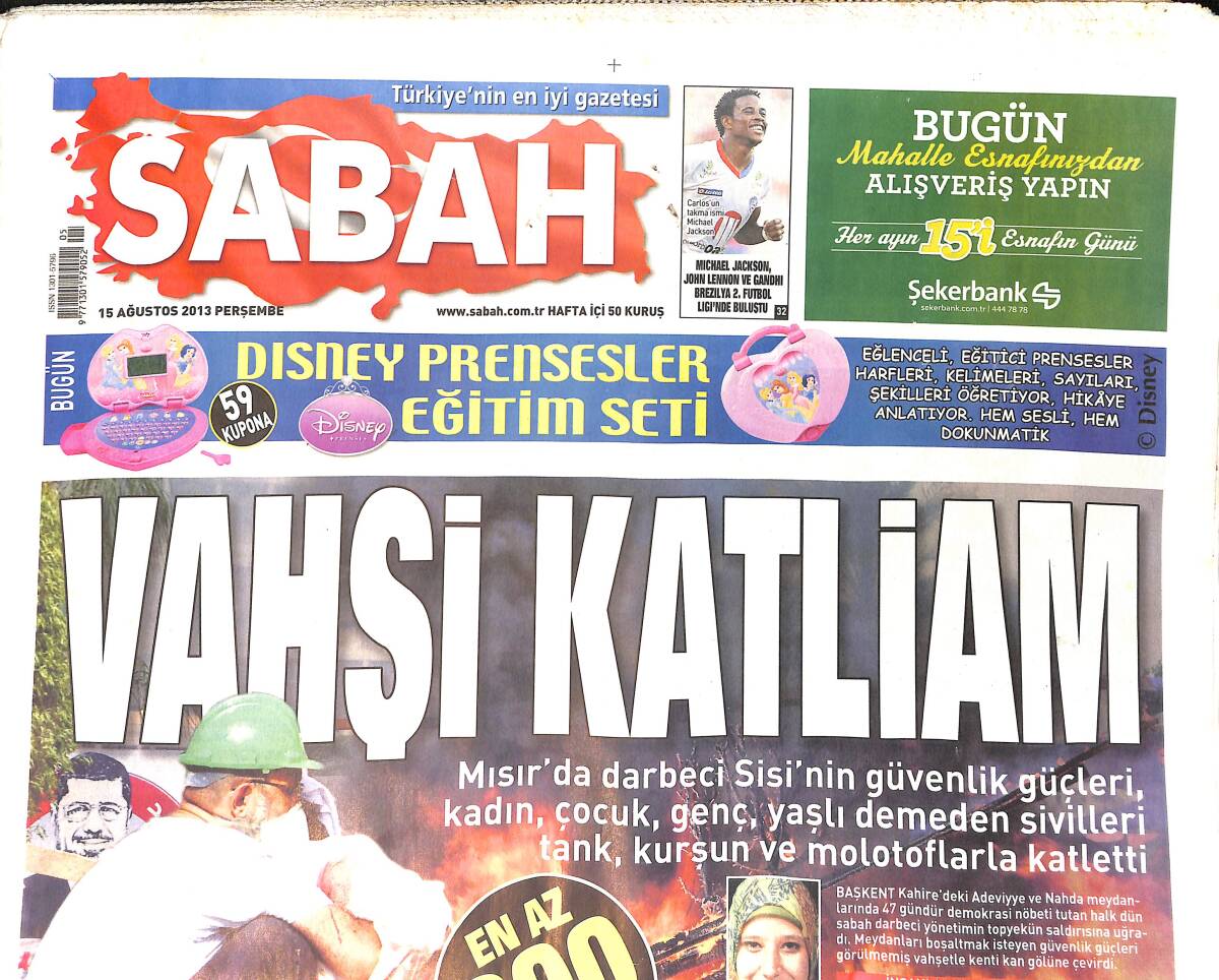 Sabah Gazetesi 15 Ağustos 2013 - Emre: Arda Gel Yeni Formanı İmzala - Tek Mert Ses Türkiye GZ154875 - 1