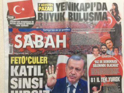 Sabah Gazetesi 15 Ağustos 2016 - Erdoğan,Fetöcüler Katil,Sinsi,Hırsız GZ27911 - 1