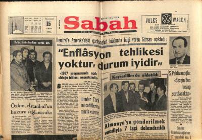 Sabah Gazetesi 15 Ekim 1966 - Gürsan Enflasyon Tehlikesi Yoktur Durum İyidir GZ64081 - 2