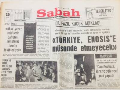 Sabah Gazetesi 15 Ekim 1967 - Türkiye Enosise Müsaade Etmeyecek GZ53316 - 1