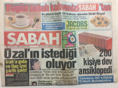 Sabah Gazetesi 15 Eylül 1990 - Özalın İstediği Oluyor GZ27386 - 1