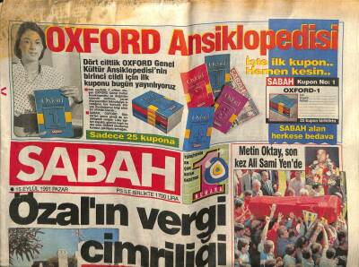 Sabah Gazetesi 15 Eylül 1991 - Doğum Günü Hediyesi GZ56619 - 1