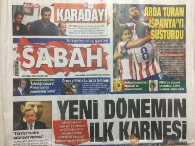 Sabah Gazetesi 15 Eylül 2014 - Arda Turan İspanyayı Susturdu GZ29749 - 1