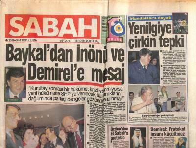 Sabah Gazetesi 15 Kasım 1991 - Hayalici Turan Çevik Tutuklandı GZ83180 - 1