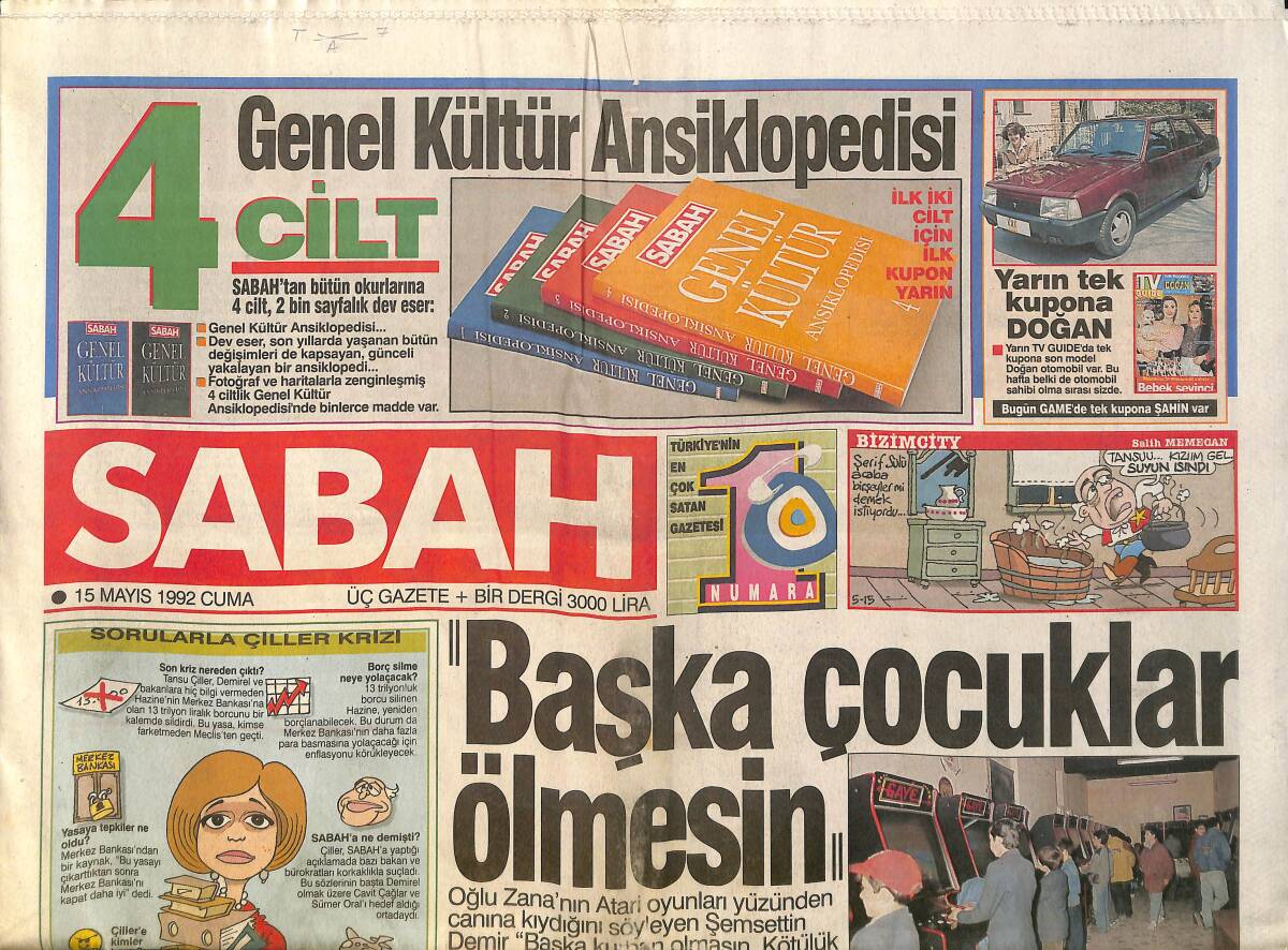 Sabah Gazetesi 15 Mayıs 1992 - Petkim Ucuz Kurtuldu - Tansu Çiller'in Bileti Kesiliyor GZ157896 - 1