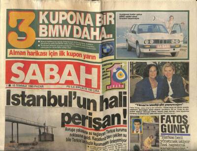 Sabah Gazetesi 15 Temmuz 1990 - Fatma Girik Nikah Kıyarken Nefes Kesti GZ56597 - 1