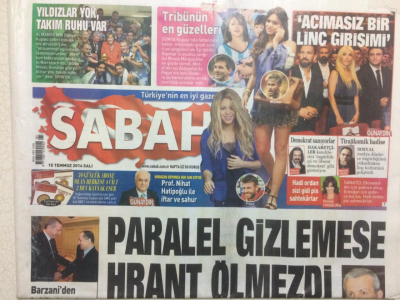 Sabah Gazetesi 15 Temmuz 2014 - Paralel Gizlemese Hrant Ölmezdi GZ27892 - 1
