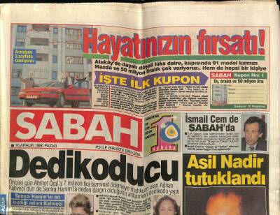 Sabah Gazetesi 16 Aralık 1990 - Asil Nadir Tutuklandı GZ64287 - 1