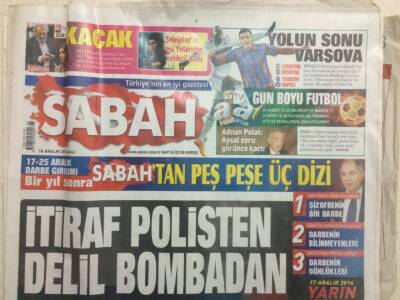 Sabah Gazetesi 16 Aralık 2014 - İtiraf Polisten,Delil Bombadan GZ29518 - 1