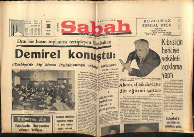 Sabah Gazetesi 16 Ekim 1966 - Alican Laik Devlette Din Eğitimi Şarttır GZ64079 - 2