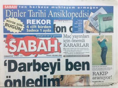 Sabah Gazetesi - 16 Ekim 1999 - Mesut Yılmazdan Tarihi Açıklama Darbeyi Ben Önledim GZ46057 - 2