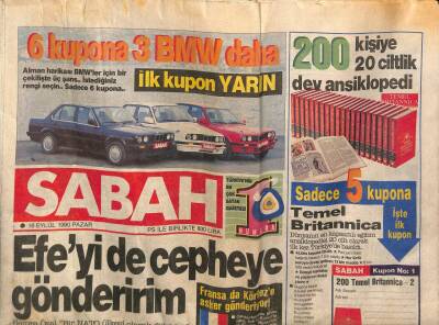 Sabah Gazetesi 16 Eylül 1990 - Fransada Körfeze Asker Gönderiyor ! GZ81533 - 1