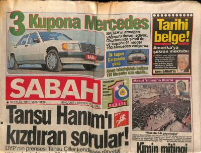 Sabah Gazetesi 16 Eylül 1991 - Hülya Avşar İçin Hayatın Tadı Aşk GZ62842 - 1