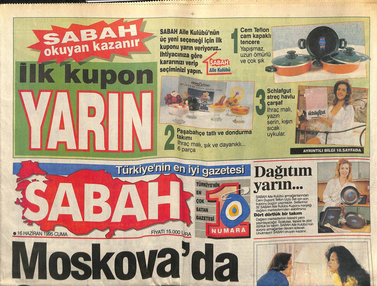 Sabah Gazetesi 16 Haziran 1995 - Yunanistan'da Deprem - Ecevit'in Başlattığı Tartışma Büyüdü GZ133001 - 1