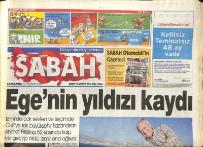 Sabah Gazetesi 16 Haziran 2004 - Egenin Yıldızı Kaydı, Baykal Verimli Çağında Ayrıldı GZ97246 - 1